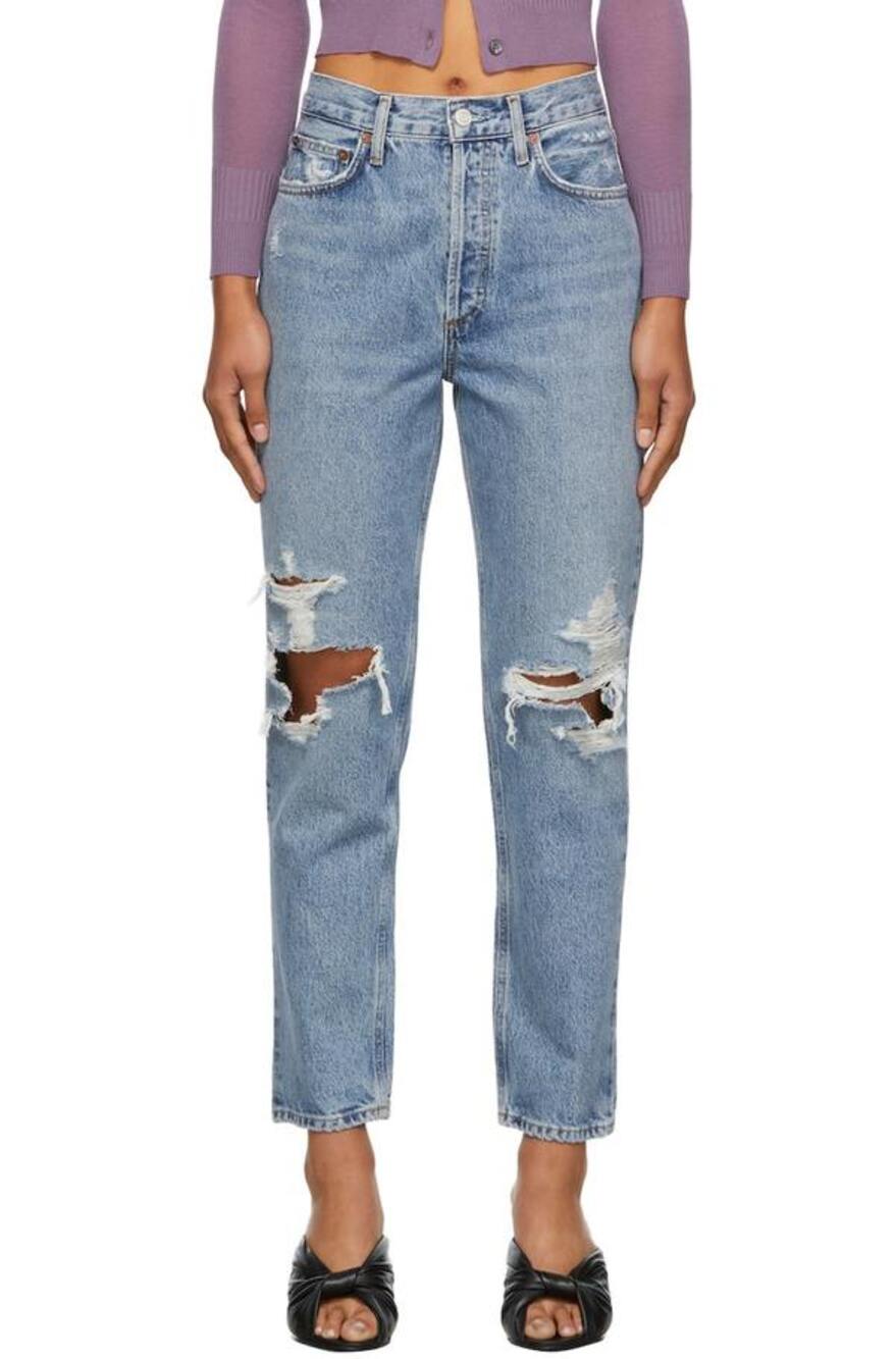 AGOLDE Fen Distressed High Rise Tapered Jeans 23 💙 Y2K Streetwear